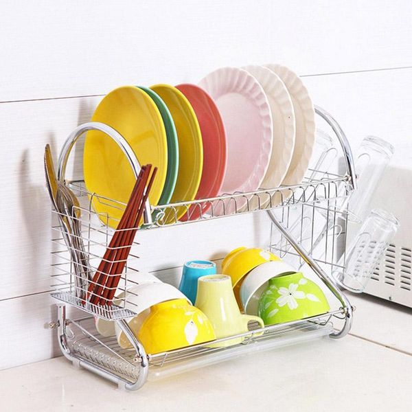 bathroom shelves large dish drying rack cup drainer 2-tier strainer holder tray stainless steel kitchen accessories _wk
bathroom shelves large dish drying rack cup drainer 2-tier strainer holder tray stainless steel kitchen accessories _wk
