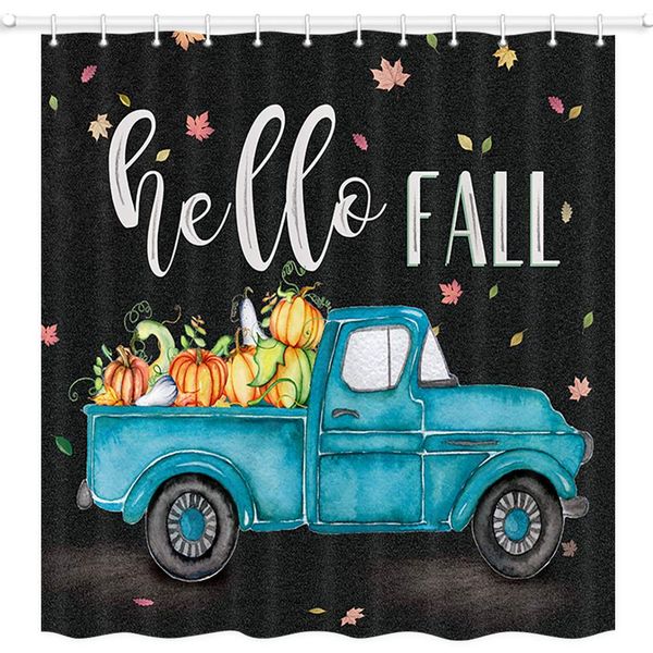 hello fall rustic truck in falling maple leaves shower curtain, autumn quotes fall y'all with watercolor retro blue pickup truck
hello fall rustic truck in falling maple leaves shower curtain, autumn quotes fall y'all with watercolor retro blue pickup truck