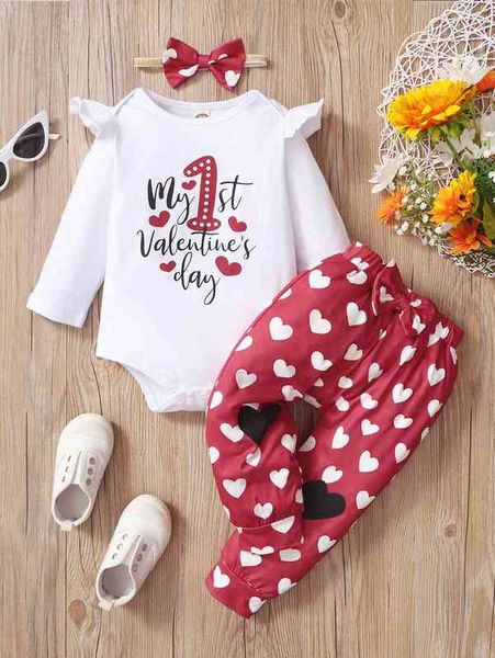 baby valentine day print bodysuit & heart print bow front pants & headband she, White
baby valentine day print bodysuit & heart print bow front pants & headband she, White