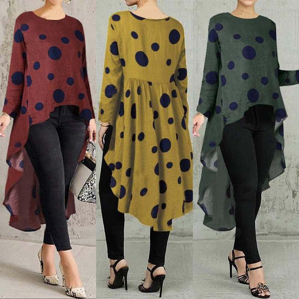 women's blouses & shirts zanzea women asymmetrical shirt spring vintage polka dot printed blouse stylish long sleeve high low blusas ca, White
women's blouses & shirts zanzea women asymmetrical shirt spring vintage polka dot printed blouse stylish long sleeve high low blusas ca, White