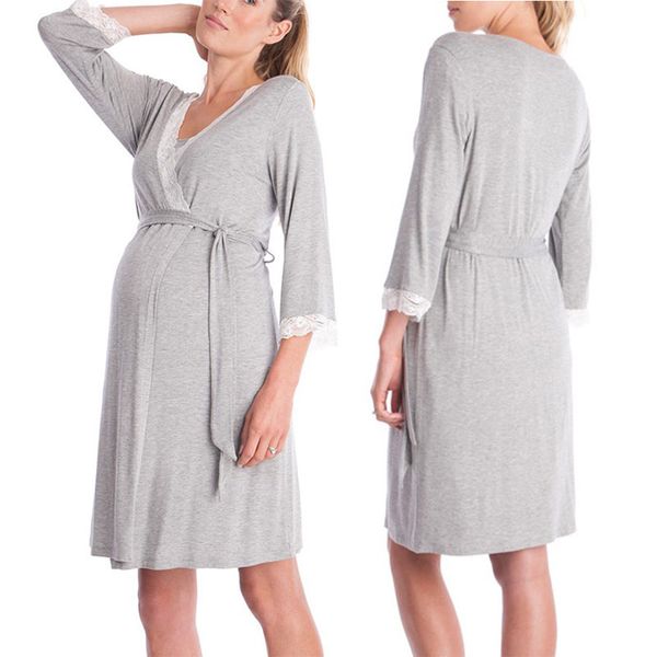 women's sleepwear fashion lace stitching 7 / 3 sleeve maternity robe pajamas, Black;red
women's sleepwear fashion lace stitching 7 / 3 sleeve maternity robe pajamas, Black;red