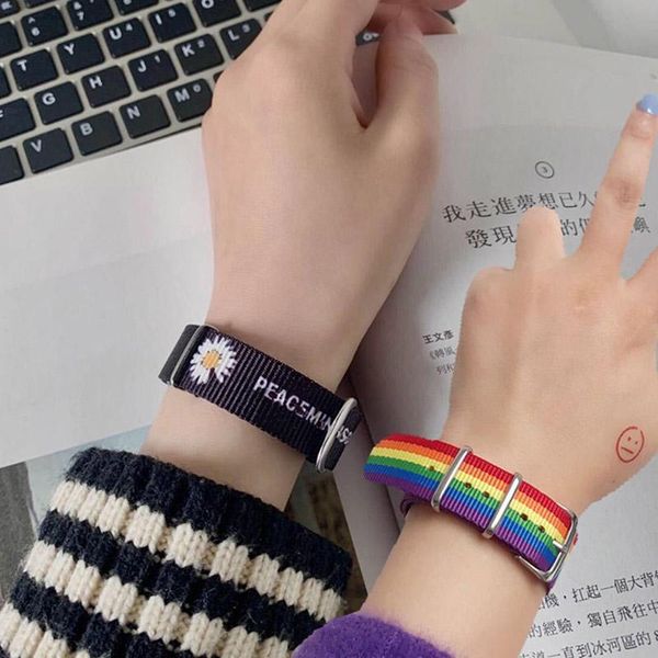 charm bracelets 2pcs daisy strap for girls boys rainbow wristband women's bracelet cotton linen adjustable straps couple jewelry, Golden;silver
charm bracelets 2pcs daisy strap for girls boys rainbow wristband women's bracelet cotton linen adjustable straps couple jewelry, Golden;silver