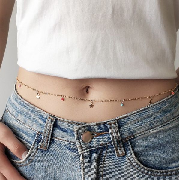european and american colorful rice bead body belts women's holiday star pendant waist chain, Black;brown
european and american colorful rice bead body belts women's holiday star pendant waist chain, Black;brown