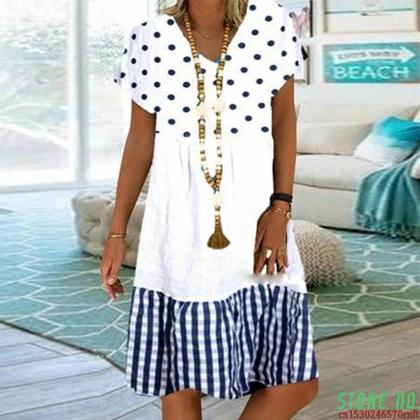 casual dresses short sleeve beach dress polka dot and plaid patchwork print summer v neck women party vestidos, Black;gray
casual dresses short sleeve beach dress polka dot and plaid patchwork print summer v neck women party vestidos, Black;gray