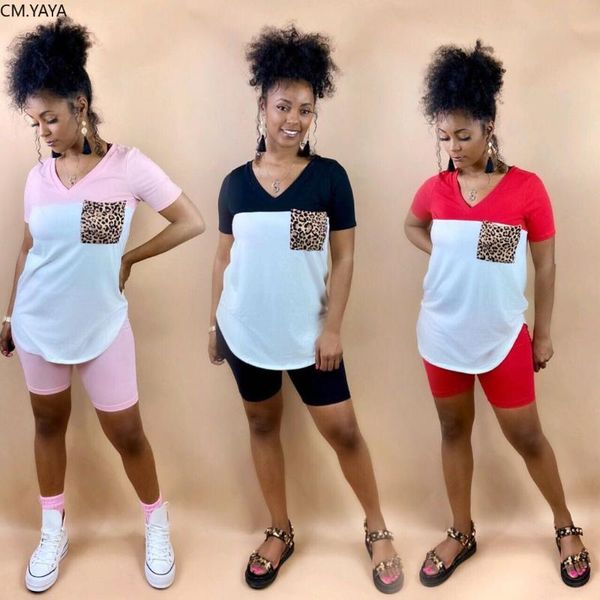 women's tracksuits cm.yaya women summer leopard pocket splicing patchwork two piece set v-neck t-shirt shorts jogger suit sporting trac, Gray
women's tracksuits cm.yaya women summer leopard pocket splicing patchwork two piece set v-neck t-shirt shorts jogger suit sporting trac, Gray