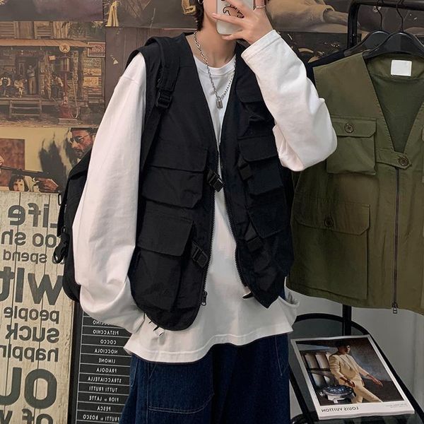 mens fashion tooling men streetwear cargo vest hip hop sleeveless jacket gilet multi-pocket outdoors tactical coat, Black;white
mens fashion tooling men streetwear cargo vest hip hop sleeveless jacket gilet multi-pocket outdoors tactical coat, Black;white