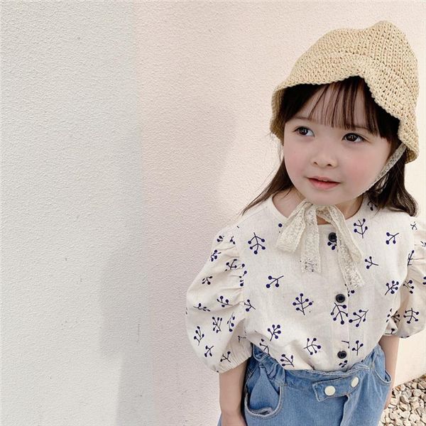 japanese style girls puff sleeve floral shirts linen loose single breasted printing shirt clothes, White;black
japanese style girls puff sleeve floral shirts linen loose single breasted printing shirt clothes, White;black
