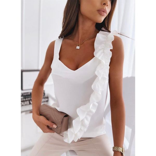 women's blouses & shirts white women camisole blouse sleeveless casual ruffles v-neck pullover shirt solid colors summer camis
women's blouses & shirts white women camisole blouse sleeveless casual ruffles v-neck pullover shirt solid colors summer camis