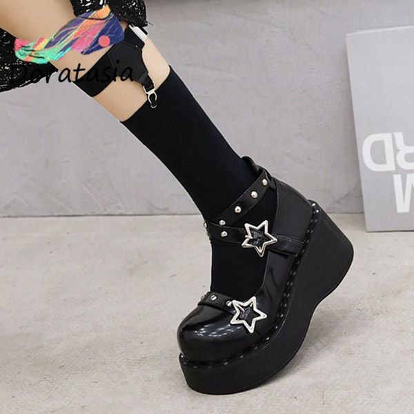 dress shoes doratasia size 43 ins women's pumps solid star buckle wedges marry janes cute punk goth cosplay women, Black
dress shoes doratasia size 43 ins women's pumps solid star buckle wedges marry janes cute punk goth cosplay women, Black