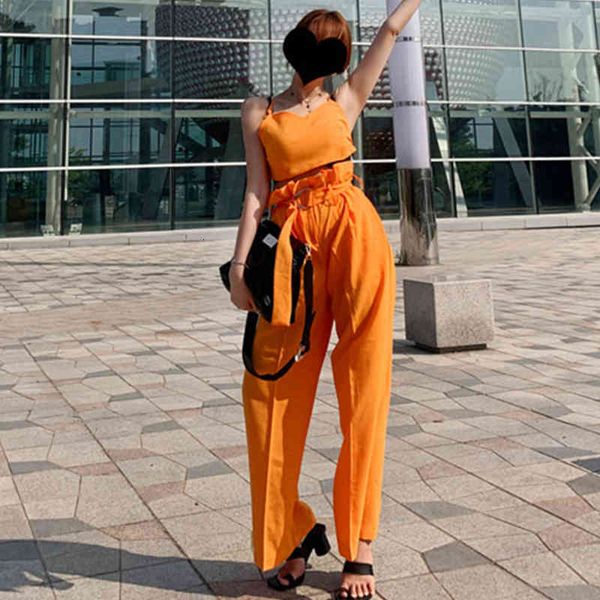 pants 2021 summer women's sling shirt crop & high waist wide leg long ol korean 2-piece pants suits, White
pants 2021 summer women's sling shirt crop & high waist wide leg long ol korean 2-piece pants suits, White