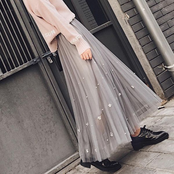 skirts medium length women's mesh skirt slimming long embroidery pen network student girl, Black
skirts medium length women's mesh skirt slimming long embroidery pen network student girl, Black