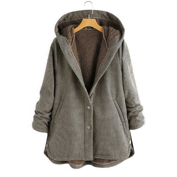 coat autumn and winter women's plaid loose plus velvet buttons high street hooded jacket manteau femme en* 211013, Black
coat autumn and winter women's plaid loose plus velvet buttons high street hooded jacket manteau femme en* 211013, Black