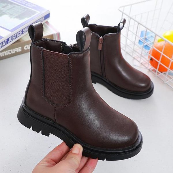 boots children' autumn and winter girls warm leather student baby booties 26-36, Black;grey 
boots children' autumn and winter girls warm leather student baby booties 26-36, Black;grey