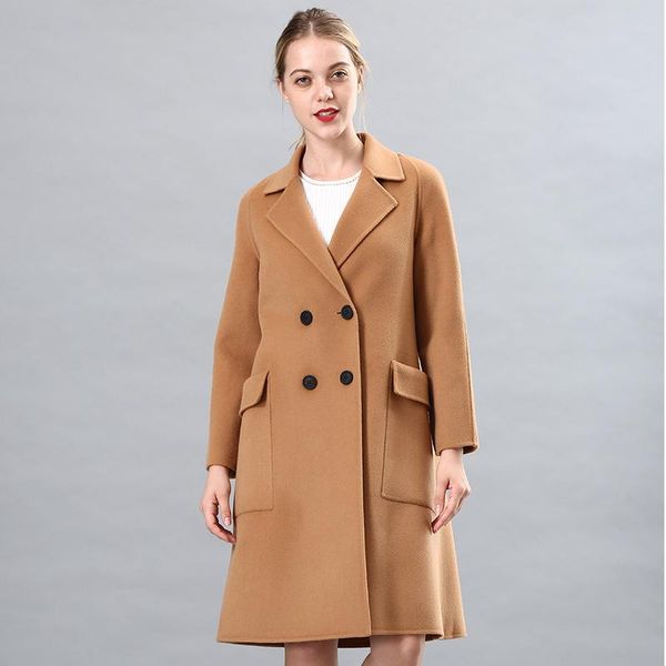 women's wool & blends coat women autumn winter fashion solid color medium and long small a- type loose versatile casual overcoat, Black
women's wool & blends coat women autumn winter fashion solid color medium and long small a- type loose versatile casual overcoat, Black