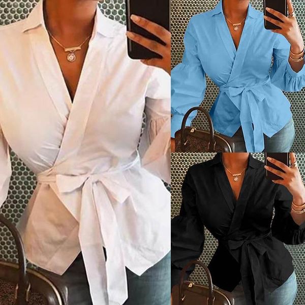 fall 2021 women's long sleeve fashion v-neck shirt blusas mujer de moda casual bandage lantern polos, White
fall 2021 women's long sleeve fashion v-neck shirt blusas mujer de moda casual bandage lantern polos, White