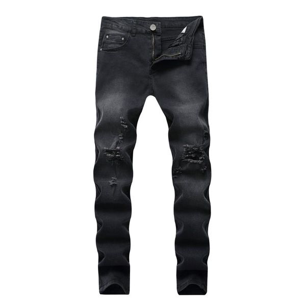 men's jeans foreign trade black small foot elastic holed casual slim tight washed amazon pants, Blue
men's jeans foreign trade black small foot elastic holed casual slim tight washed amazon pants, Blue