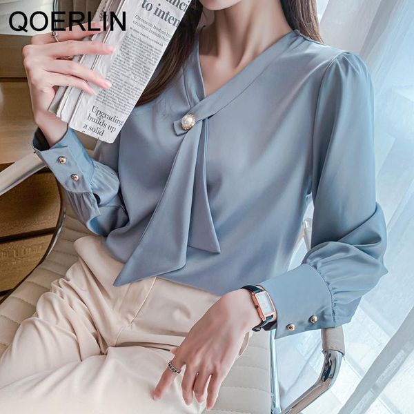 women's blouses & shirts qoerlin formal long sleeve satin shirt lantern v-neck loose office lady blue blouse plus size fashion woman 20, White
women's blouses & shirts qoerlin formal long sleeve satin shirt lantern v-neck loose office lady blue blouse plus size fashion woman 20, White