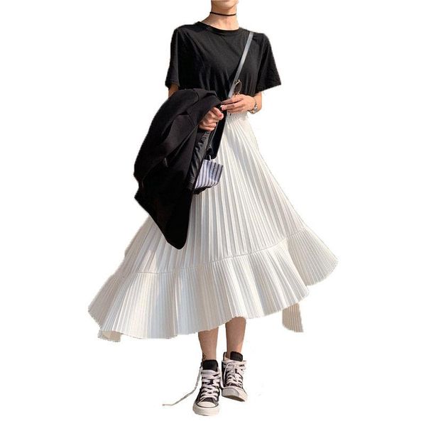 skirts summer women skirt irregular high waist pleated midi falda mujer moda 2021 ruffle korean satin long runway saia f732, Black
skirts summer women skirt irregular high waist pleated midi falda mujer moda 2021 ruffle korean satin long runway saia f732, Black