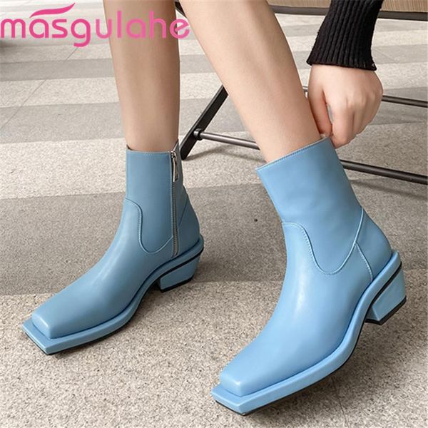 boots masgulahe 2021 arrival fashion ankle genuine leather med heels square toe solid color women, Black
boots masgulahe 2021 arrival fashion ankle genuine leather med heels square toe solid color women, Black