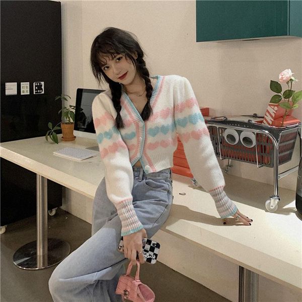 women's knits & tees korean kawaii women fashion short cardigan sweater autumn casual all-match loose knit v-neck slim female mujer, White
women's knits & tees korean kawaii women fashion short cardigan sweater autumn casual all-match loose knit v-neck slim female mujer, White