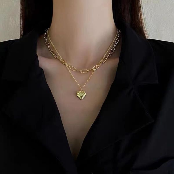 female hip-hop double stacked wearing love necklace simple hundred chain street hipster pandent chains, Silver
female hip-hop double stacked wearing love necklace simple hundred chain street hipster pandent chains, Silver