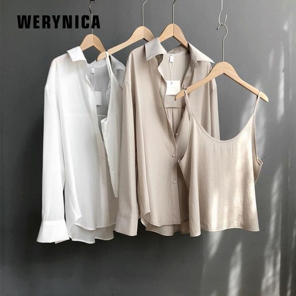 women's blouses & shirts werynica chiffon blouse + vest 2 pieces 2021 fashion long sleeve women and solid office shirt casual blusas, White
women's blouses & shirts werynica chiffon blouse + vest 2 pieces 2021 fashion long sleeve women and solid office shirt casual blusas, White