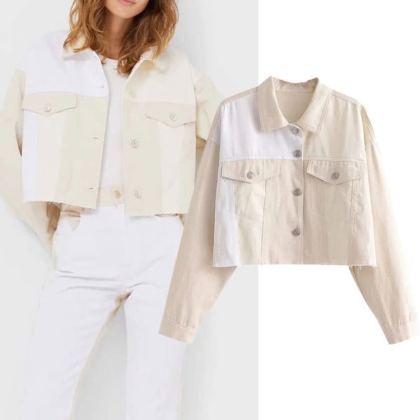 women's jackets za women's jacket fashion long sleeve shreds contrast colour short single vintage pocket outerwear f30c, Black;brown
women's jackets za women's jacket fashion long sleeve shreds contrast colour short single vintage pocket outerwear f30c, Black;brown
