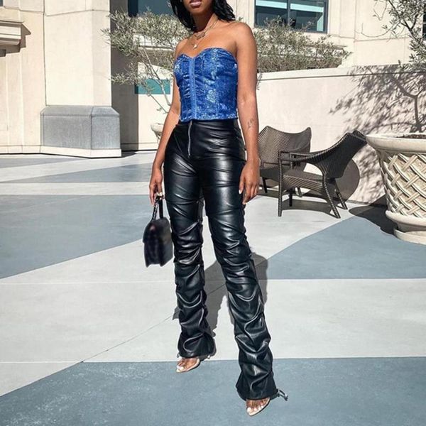 women's pants & capris 2021 fashion ladies punk zip closure slim high waist faux leather trousers for party street wear black women, Black;white
women's pants & capris 2021 fashion ladies punk zip closure slim high waist faux leather trousers for party street wear black women, Black;white