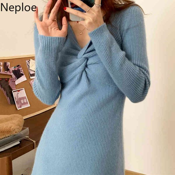 neploe korean chic woman dress v-neck long sleeve cross a-line knit vestidos women high waist slim fit bodycon elegant dresses 210422, Black;gray
neploe korean chic woman dress v-neck long sleeve cross a-line knit vestidos women high waist slim fit bodycon elegant dresses 210422, Black;gray