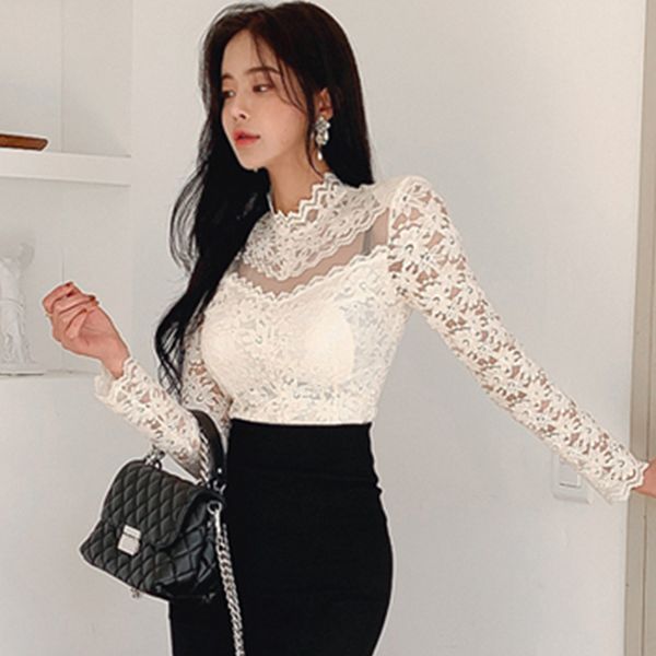 sweaters spring women's bluose elegant ol work wear shirts korean chic lace blouses formal business shirt ins fitted, White;black
sweaters spring women's bluose elegant ol work wear shirts korean chic lace blouses formal business shirt ins fitted, White;black