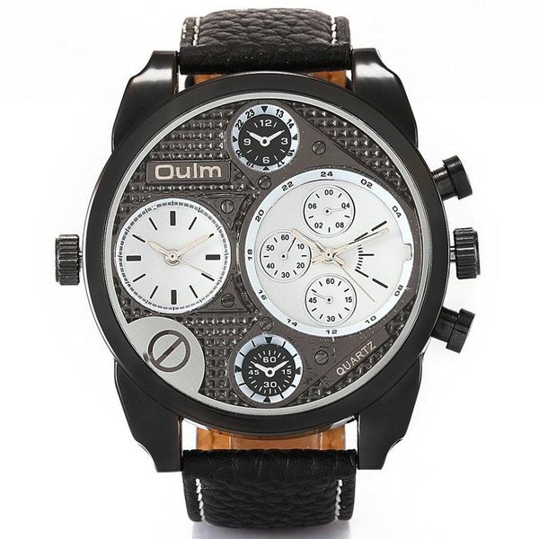wristwatches oulm casual quartz watch men big dial dual time display leather strap chic sport analog clock unique design relogio waterproof, Slivery;brown
wristwatches oulm casual quartz watch men big dial dual time display leather strap chic sport analog clock unique design relogio waterproof, Slivery;brown