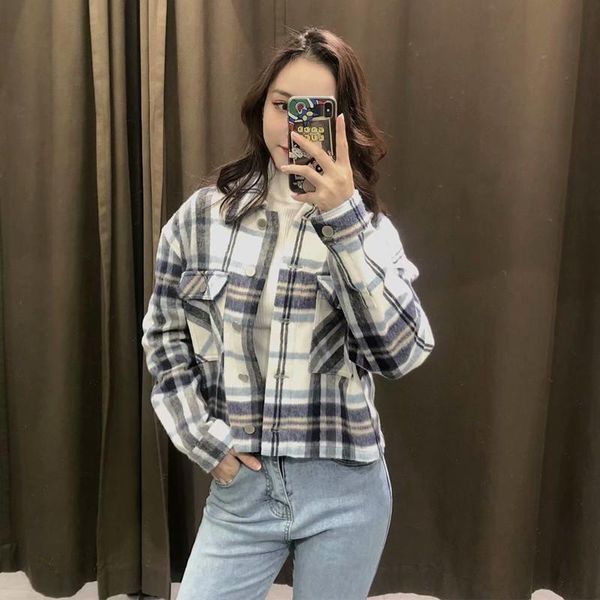 women's jackets 2021 spring women plaid shirt checks flannel shirts short suit coat, Black;brown
women's jackets 2021 spring women plaid shirt checks flannel shirts short suit coat, Black;brown