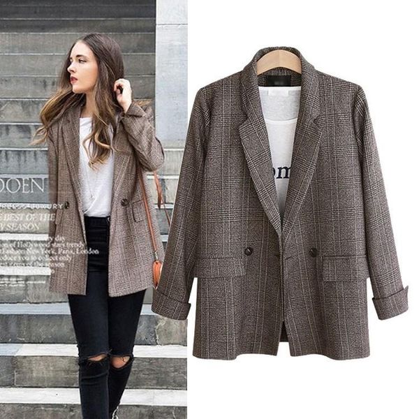 women's suits & blazers autumn women plaid jackets formal work office lady suit jacket loose notched business female blazer coat plus s, White;black
women's suits & blazers autumn women plaid jackets formal work office lady suit jacket loose notched business female blazer coat plus s, White;black
