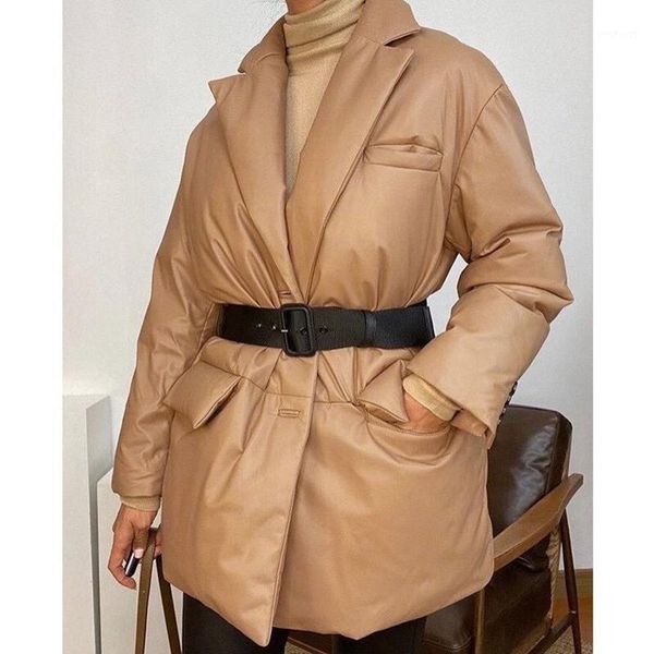 women's down & parkas split women fashion khaki single breasted thick coats elegant pu notched cotton jackets female ladies, Black
women's down & parkas split women fashion khaki single breasted thick coats elegant pu notched cotton jackets female ladies, Black