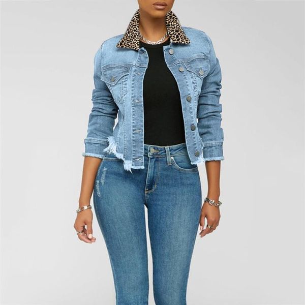 women's jackets 2021 jacket denim fringed leopard short autumn ripped retro casual streetwear chaquetas, Black;brown
women's jackets 2021 jacket denim fringed leopard short autumn ripped retro casual streetwear chaquetas, Black;brown