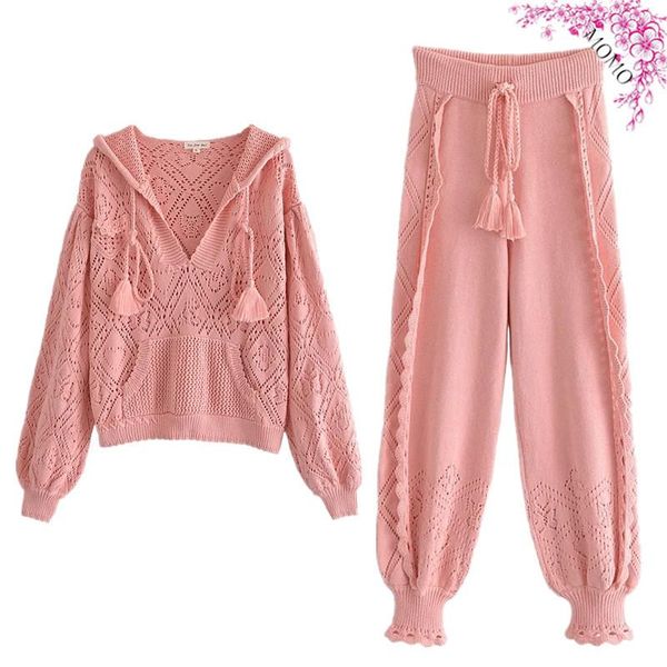 women's two piece pants autumn 2021 hollow heavy industry hand stitched pullover knitted hoodie jacket + scalloped trousers suit, White
women's two piece pants autumn 2021 hollow heavy industry hand stitched pullover knitted hoodie jacket + scalloped trousers suit, White