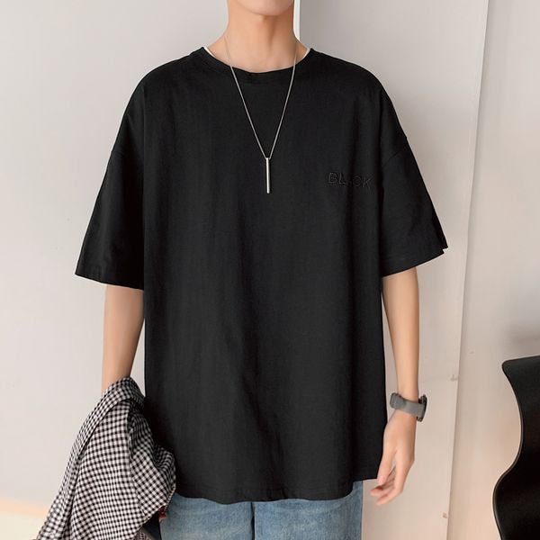 short sleeve black white loose t shirt men's summer classic solid tshirt tees casual clothes plus oversize m-5xl o neck, White;black
short sleeve black white loose t shirt men's summer classic solid tshirt tees casual clothes plus oversize m-5xl o neck, White;black