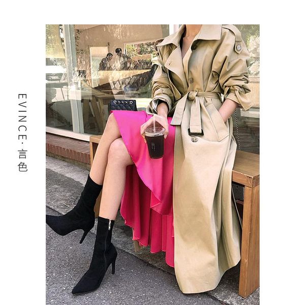 women's trench coats khaki high-end atmospheric windbreaker women's medium and long british style 2021 spring temperament knee coat, Tan;black
women's trench coats khaki high-end atmospheric windbreaker women's medium and long british style 2021 spring temperament knee coat, Tan;black