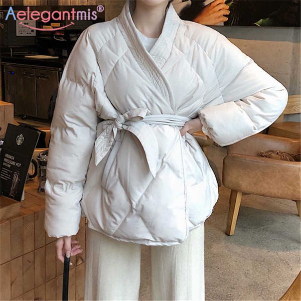 aelegantmis loose casual sashes argyle thin coat women winter with belt v neck parkas female warm elegant jackets 210607, Black
aelegantmis loose casual sashes argyle thin coat women winter with belt v neck parkas female warm elegant jackets 210607, Black