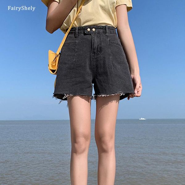 women's shorts fairyshely 2021 spring summer high waist pocket denim women korean fashion office plus size wide leg female, White;black
women's shorts fairyshely 2021 spring summer high waist pocket denim women korean fashion office plus size wide leg female, White;black