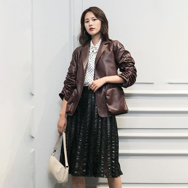 women's jackets korean style women of leather genuine fashion jacket b277, Black;brown
women's jackets korean style women of leather genuine fashion jacket b277, Black;brown