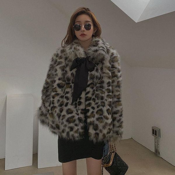 women's fur & faux women 2021 winter imitation coat ladies soft outwear female casual leopard print loose thick warm jacket r118, Black
women's fur & faux women 2021 winter imitation coat ladies soft outwear female casual leopard print loose thick warm jacket r118, Black