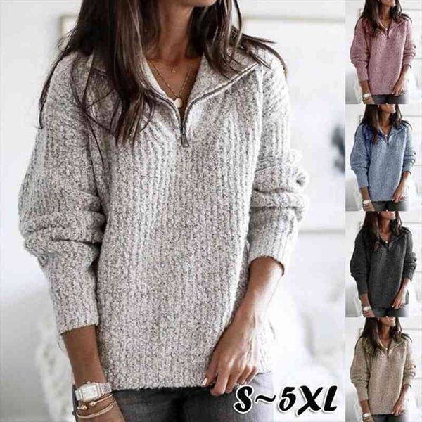 women zipper lapel solid sweaters color long sleeve loose knitted pullover sweater suitable for travel shopping daily wear, White;black
women zipper lapel solid sweaters color long sleeve loose knitted pullover sweater suitable for travel shopping daily wear, White;black
