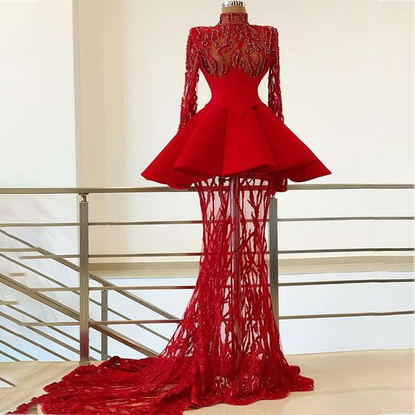 2021 elegant red mermaid evening dresses party wear high neck beading long sleeve prom dress custom made formal robes de soirée, Black;red
2021 elegant red mermaid evening dresses party wear high neck beading long sleeve prom dress custom made formal robes de soirée, Black;red