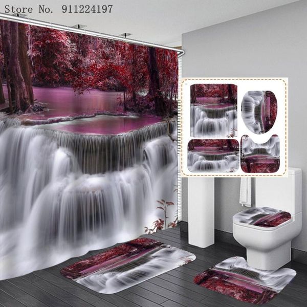 waterfall printing bathroom set 4 pieces shower curtain sets with bath rug toilet lid cover floor mat waterproof accessory
waterfall printing bathroom set 4 pieces shower curtain sets with bath rug toilet lid cover floor mat waterproof accessory