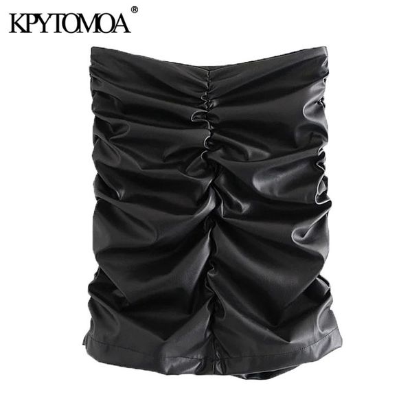 women chic fashion faux leather drape mini skirt vintage high waist back zipper female skirts mujer 210416, Black
women chic fashion faux leather drape mini skirt vintage high waist back zipper female skirts mujer 210416, Black