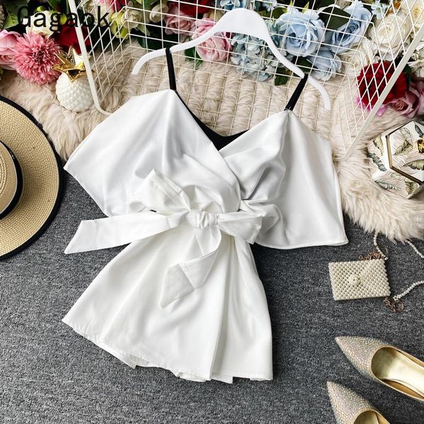 women's blouses & shirts gagaok women high street fake two shirt 2021 summer solid v-neck cami bow short slim chic wild korean and, White
women's blouses & shirts gagaok women high street fake two shirt 2021 summer solid v-neck cami bow short slim chic wild korean and, White