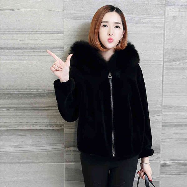 women's wool & blends kmetram faux fur coat female sheep shearling jacket autumn winter women clothes 2021 collar korean parka my4538, Black
women's wool & blends kmetram faux fur coat female sheep shearling jacket autumn winter women clothes 2021 collar korean parka my4538, Black