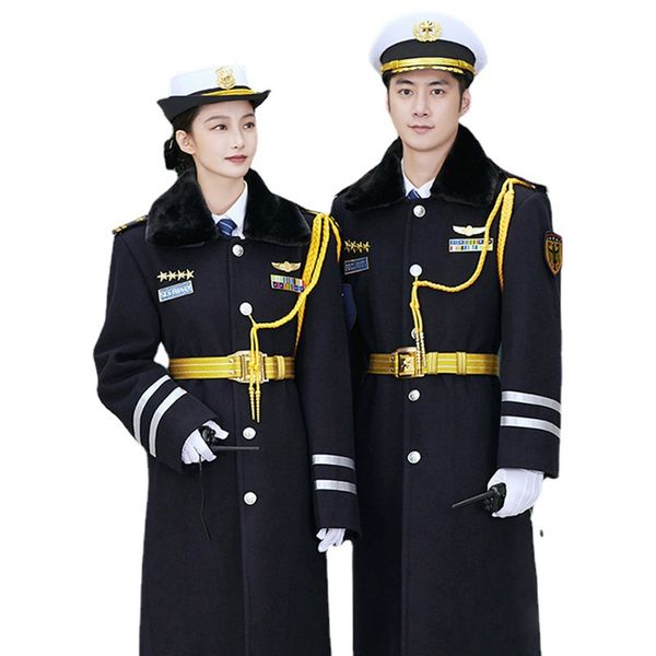 men's wool blends jacket security uniform clothing for men army military guard clothes work wear aviation captain uniform male pilots s, Black
men's wool blends jacket security uniform clothing for men army military guard clothes work wear aviation captain uniform male pilots s, Black