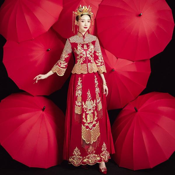 classic chinese style wedding dress cheongsam embroidery marriage suit oriental bride clothing vintage qipao 3xl ethnic, Red
classic chinese style wedding dress cheongsam embroidery marriage suit oriental bride clothing vintage qipao 3xl ethnic, Red